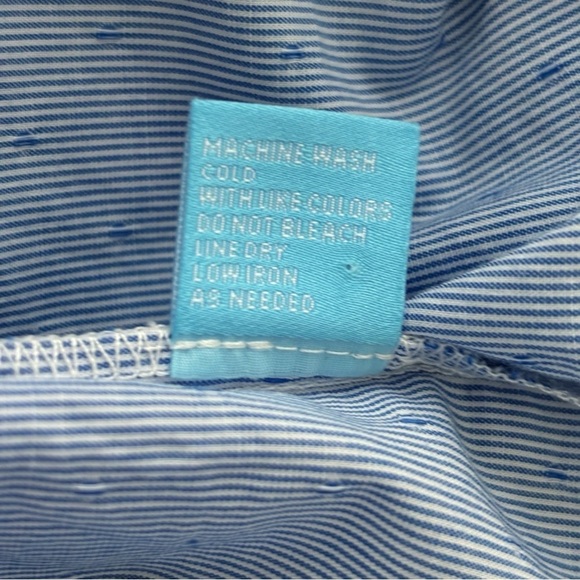J. McLaughlin Megyn Swiss Dot Stripe Shirt Medium Blue - Picture 8 of 9
